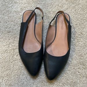 Madewell Black Leather Slingback Flats